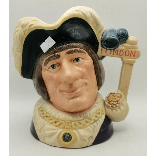 576 - x7 Royal Doulton Toby Jugs - 'Beefeater' D6206 1946, 'The Falconer' D6533, Dick Whittington 'Lord Ma... 