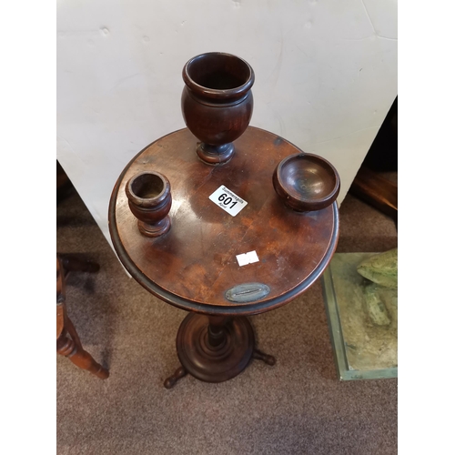 601 - Antique mahogany smokers stand