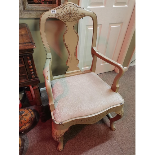 619 - A French style shabby chic armchair