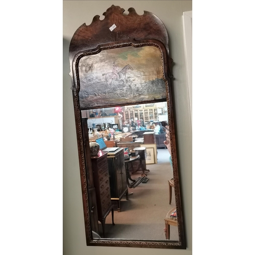 622 - A magnificent pair of burr walnut wall mirrors, one decorated with a floral oil painted panel, the o... 