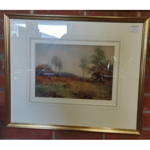 657H - Frank Saltfleet (British, 1860-1937), Lone figure on a bracken heath, watercolour, signed lower left... 