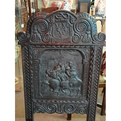 678 - A set of 3 carved hall chairs with THE DUKE OF DEVONSHIRE (Cavendish family) crest and CAVENDO TUTUS... 