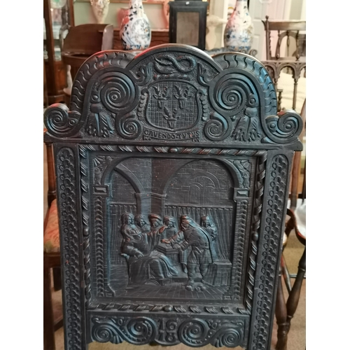 678 - A set of 3 carved hall chairs with THE DUKE OF DEVONSHIRE (Cavendish family) crest and CAVENDO TUTUS... 