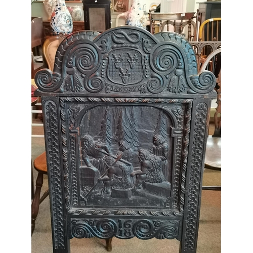 678 - A set of 3 carved hall chairs with THE DUKE OF DEVONSHIRE (Cavendish family) crest and CAVENDO TUTUS... 