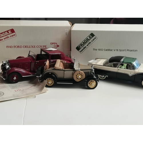 803 - Large box of Repica Classic cars many with certificates includes 1932 Cadillac V-16 Sport Phaeton, 1... 