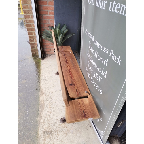 813 - A 1.4m long Railway platform swing back bench in pine