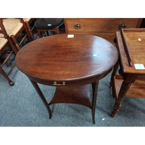 863 - An Edwardian inlaid mahogany side table, plus a pine washstand