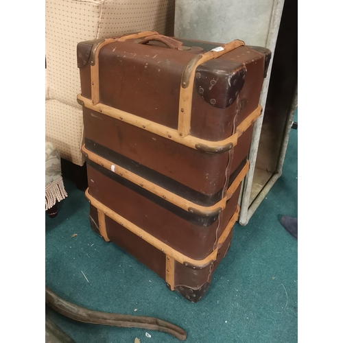 975 - Brown Trunk with original lift out shelf W78cm x H33cm x D53cm