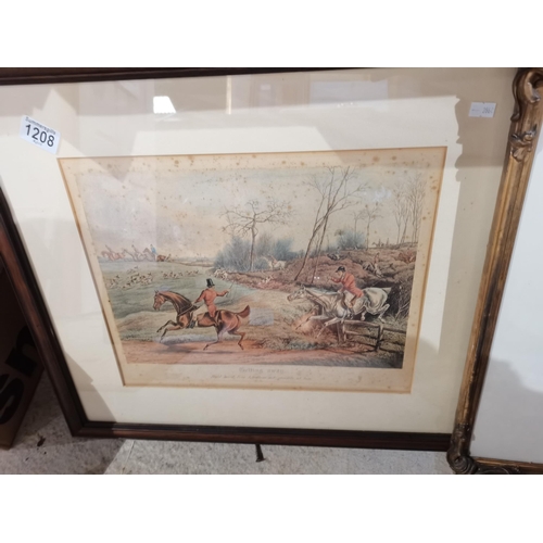 1208 - A collection of early watercolours of hunting and racing pictures