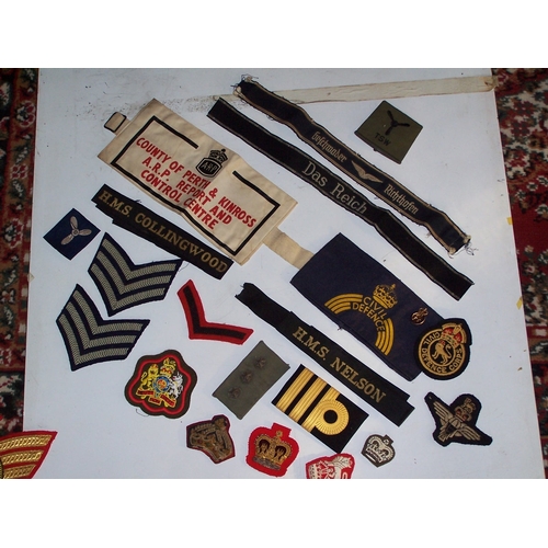 481 - A collection of military badges and cloth insignia, both British and Foreign. Also a selection of Br... 