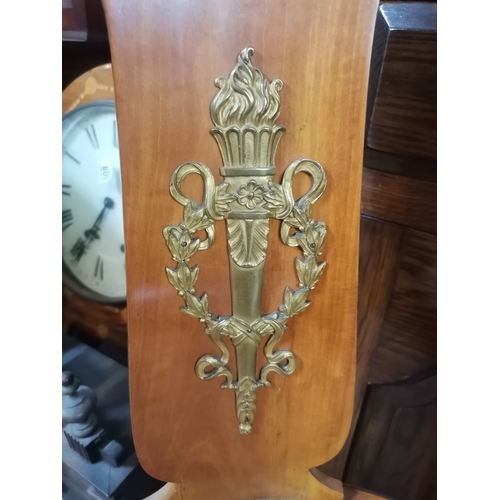 630 - A fine pair of fruitwood hall chairs with canework seats, variously applied with ornate brass decora... 