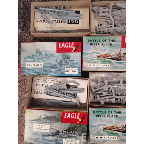 736 - 40+ Vintage boxed Eagle kits of Battleships Circa 1960s. Authentic plastic assembly kit