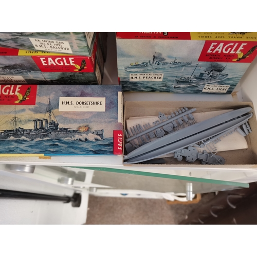 731 - 40 + Vintage boxed Eagle Kits of Battleships Circa 1960s.  Authentic plastic assembly kits