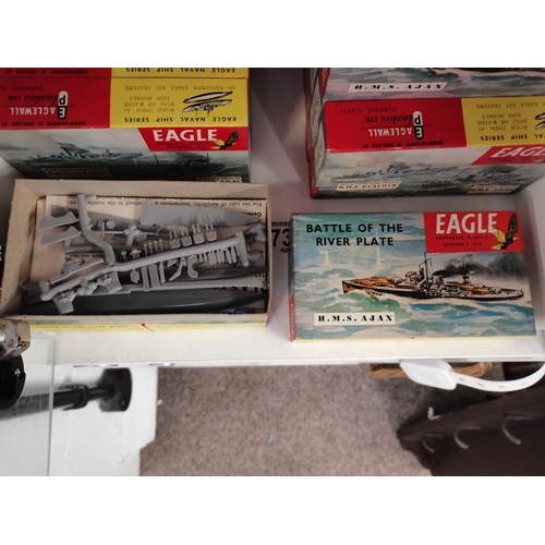 735 - 40+ Vintage boxed Eagle kits of Battleships Circa 1960s. Authentic plastic assembly kit