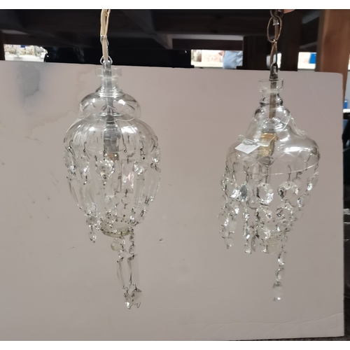 769 - Pair of small glass chandeliers (A/F)