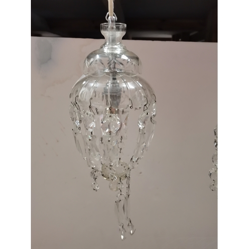 769 - Pair of small glass chandeliers (A/F)