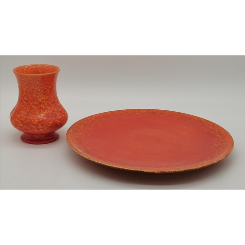 127 - A Pilkington's Royal Lancastrian small tulip-shaped vase, c.1925, orange-vermillion glaze, incised f... 