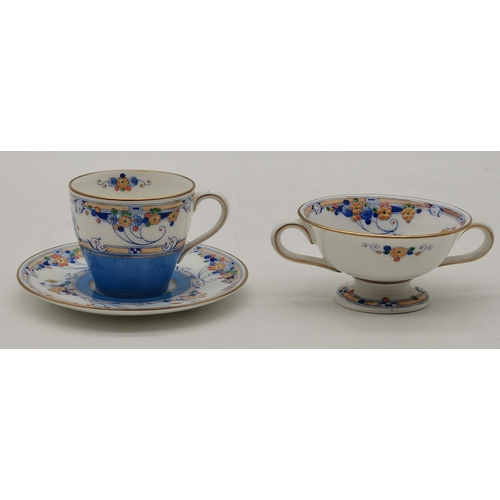 138 - A Royal Doulton coffee service, comprising coffee pot, cream and twin-handled sugar, with six cups a... 