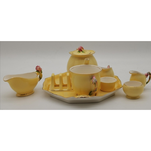 152 - Vintage Royal Winton Yellow 'Tiger Lilly' Bedside Breakfast set c1945, Grimwade's Royal Winton 'A' m... 