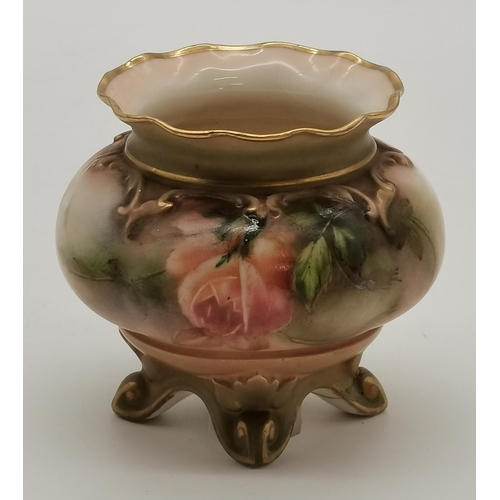 173 - A Royal Worcester small trumpet vase, pattern no. G923, date code 1919, painted with roses, unsigned... 