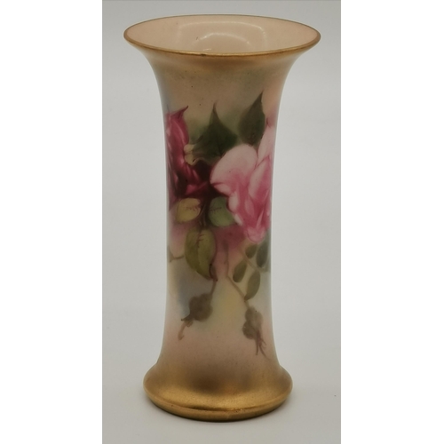 173 - A Royal Worcester small trumpet vase, pattern no. G923, date code 1919, painted with roses, unsigned... 