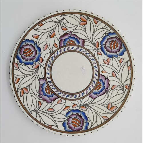 175 - Charlotte Rhead Crown Ducal Charger 4953 plus Charlotte Rhead Crown Ducal Charger both D36cm