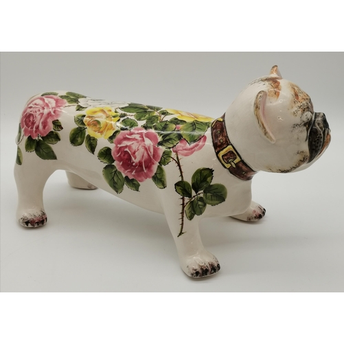 177 - 'Cabbage Roses', a large Wemyss bulldog by Brian Adams, decorated with thorny yellow, pink and white... 