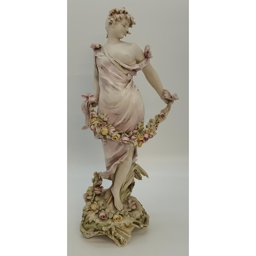 180 - Amphora: A neoclassical female figure by Riessner, Stellmacher & Kessel, c.1890, modelled standing o... 