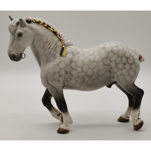 197 - A Beswick Percheron horse, model no.2464, matt dapple grey, (a/f). 24.5cm high