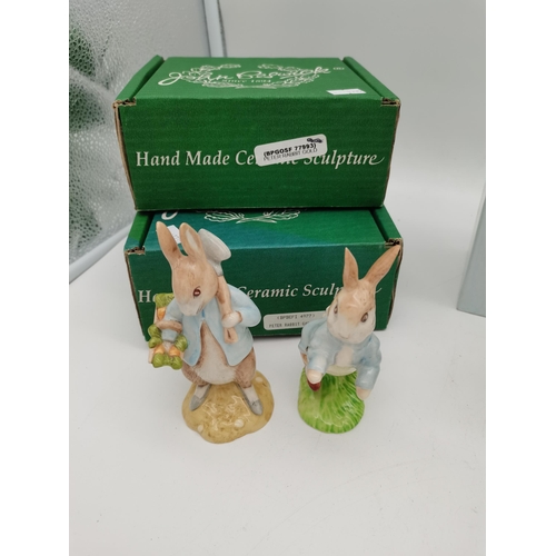 205 - 4 x Royal Albert Peter Rabbit figures plus 2 x Beswick Peter Rabbit figures one with gold backstamp