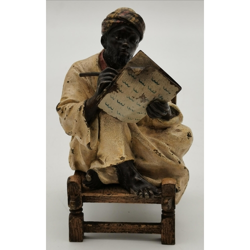 234 - Cold Painted Bronze of 'Arab Scribe' H10.5cm