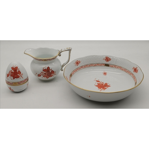 246 - Herand Chinese Bouquet Rust Bowl  D26cm, Large jug and Egg