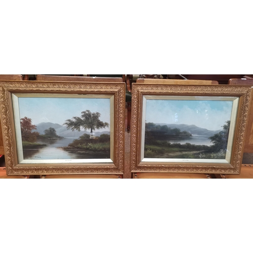 250 - G Brown (early 20th Century), A pair of landscape river paintings, 'On the Eden' and 'On the Ribble'... 