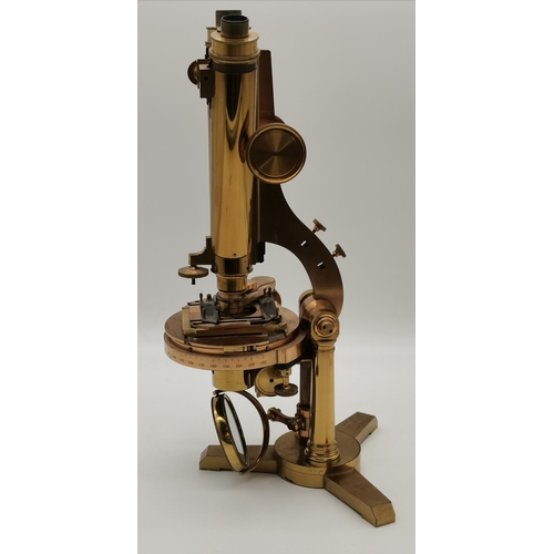 55 - A large Victorian brass binocular microscope, c.1870s, by R & J Beck, 31 Cornhill, London, no.6636, ... 