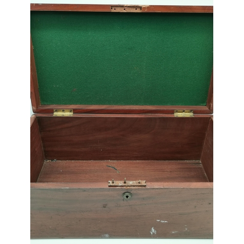 8 - A mahogany twin-handle chest with brass furniture, lacking key, (a/f).