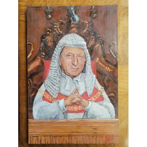 259 - A pair of oil on boards of Judges 'Lord Woolf' and 'The First president of the UK Supreme court of t... 