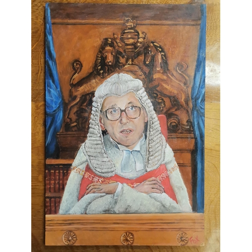 259 - A pair of oil on boards of Judges 'Lord Woolf' and 'The First president of the UK Supreme court of t... 