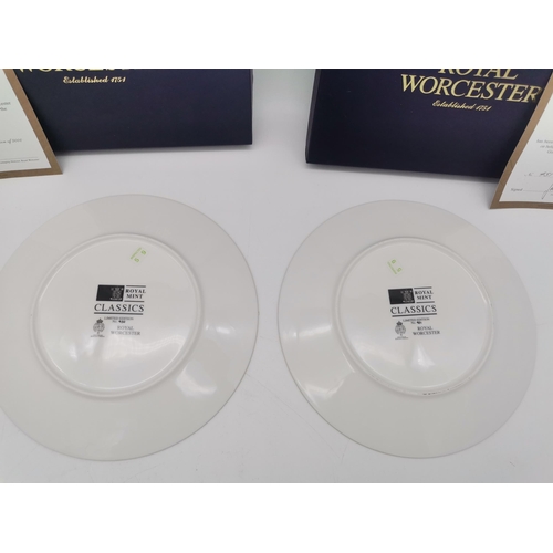 274 - Pair of Royal Worcester limited edition plates.  Sovereign plates 20cm diameter manufactured in cele... 