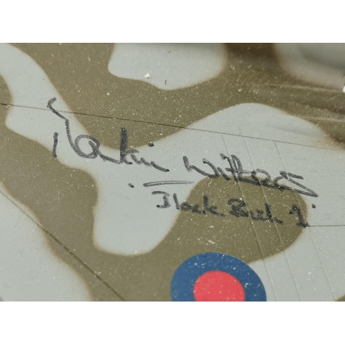 319 - Model of Falklands Vulcan autographed by pilot, shoe horn and carved wooden letter opener