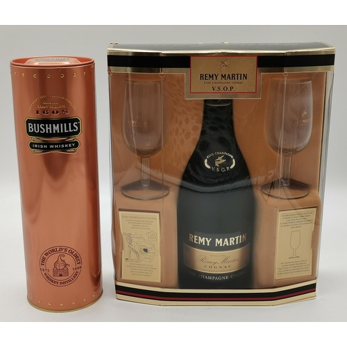 380 - Remy Martin VSOP cognac in presentation box plus Bushmills Irish whiskey in case