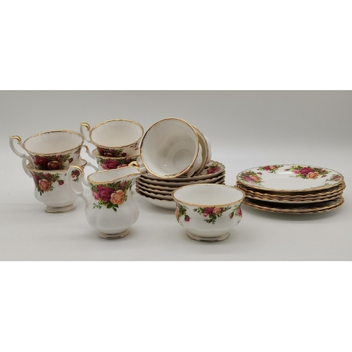 386 - Royal Albert Old Country Roses tea set - x6 cups, saucers and side plates, cream jug and sugar bowl.