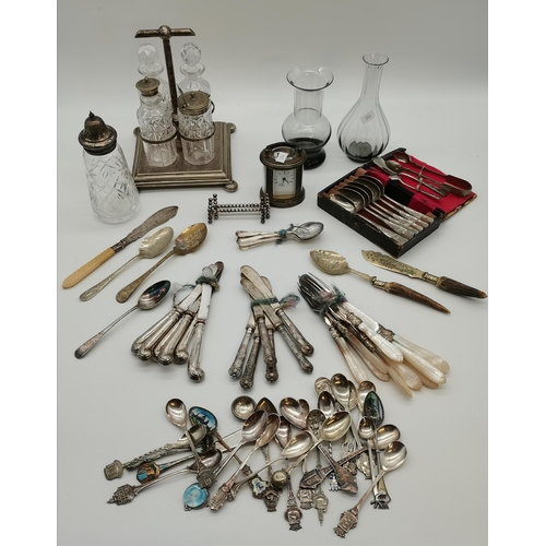 401 - A mixed group of silver and silver-plated items, including a Victorian silver-bladed fish knife by A... 