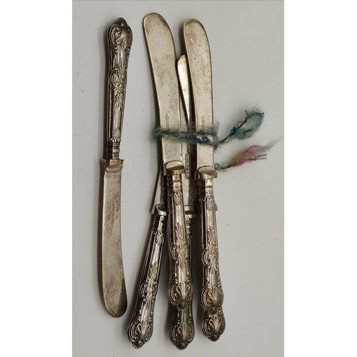 401 - A mixed group of silver and silver-plated items, including a Victorian silver-bladed fish knife by A... 