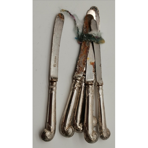 401 - A mixed group of silver and silver-plated items, including a Victorian silver-bladed fish knife by A... 