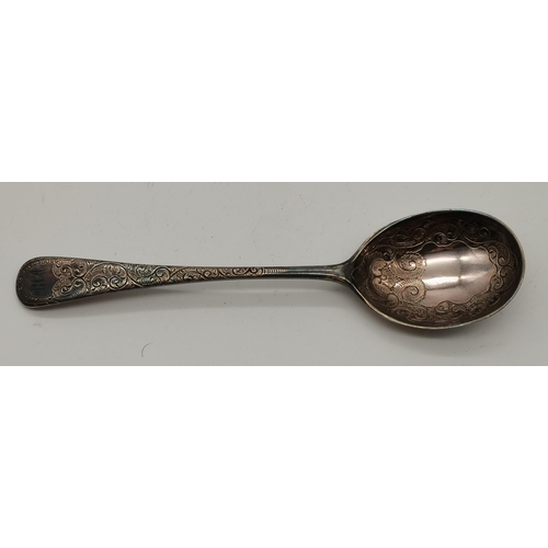 403 - A quantity of assorted silver spoons, etc., George III and later, including a late Victorian pair of... 