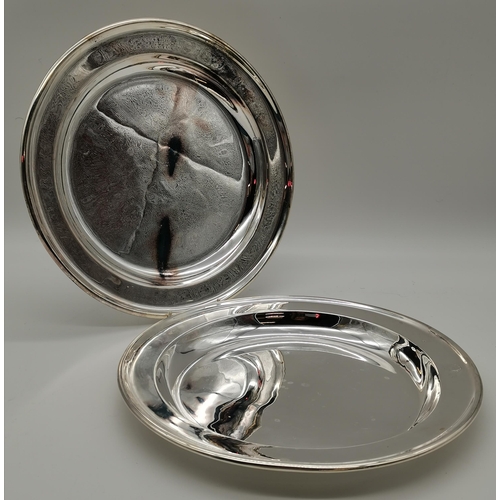 405 - Shipping interest: Two silver-plated steamship serving plates, early 20th Century, by Walker & Hall,... 