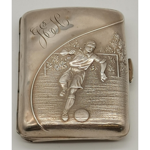 448A - Football interest: An Edwardian silver novelty cigarette case by William J Holmes, Birmingham 1907, ... 