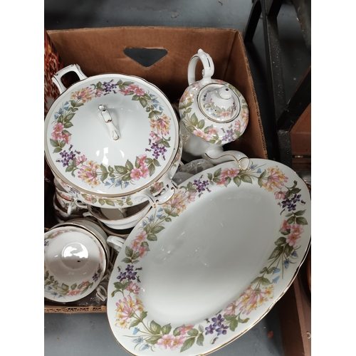 1310 - x2 boxes china - Paragon dinner service with tureen plus Minton Marlow tea set