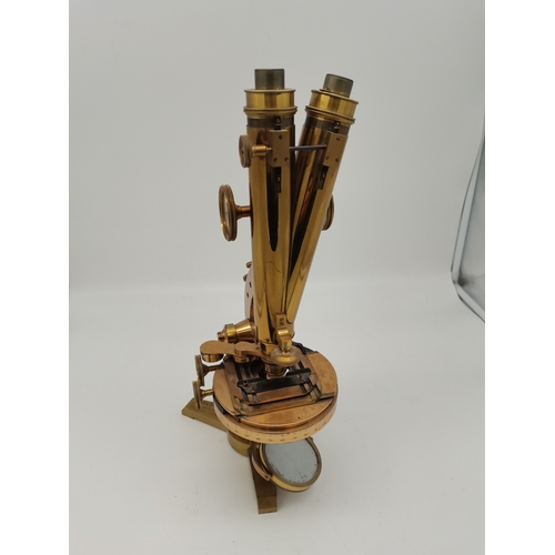 55 - A large Victorian brass binocular microscope, c.1870s, by R & J Beck, 31 Cornhill, London, no.6636, ... 