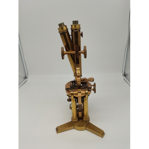 55 - A large Victorian brass binocular microscope, c.1870s, by R & J Beck, 31 Cornhill, London, no.6636, ... 